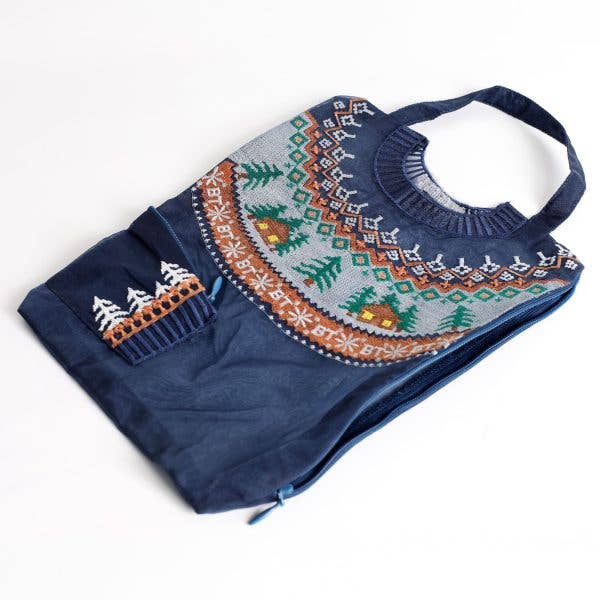 PULL POCHETTE BLEU GRAND pour la vente par Brigitte Tanaka