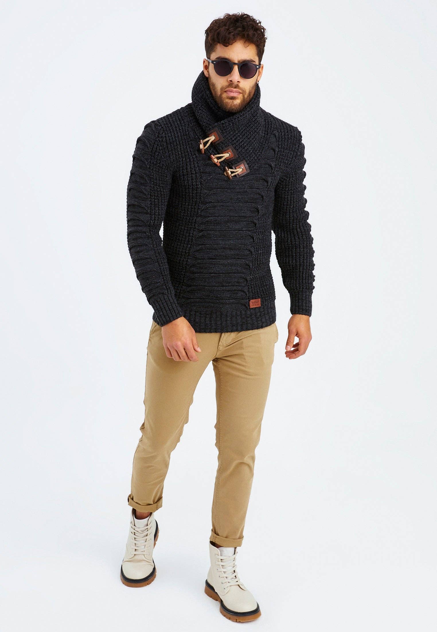 Leif Nelson GmbH - Wholesale Knit Sweater - Men's - Men's Knit Sweater Chunky Knit Shawl Collar LN-55751