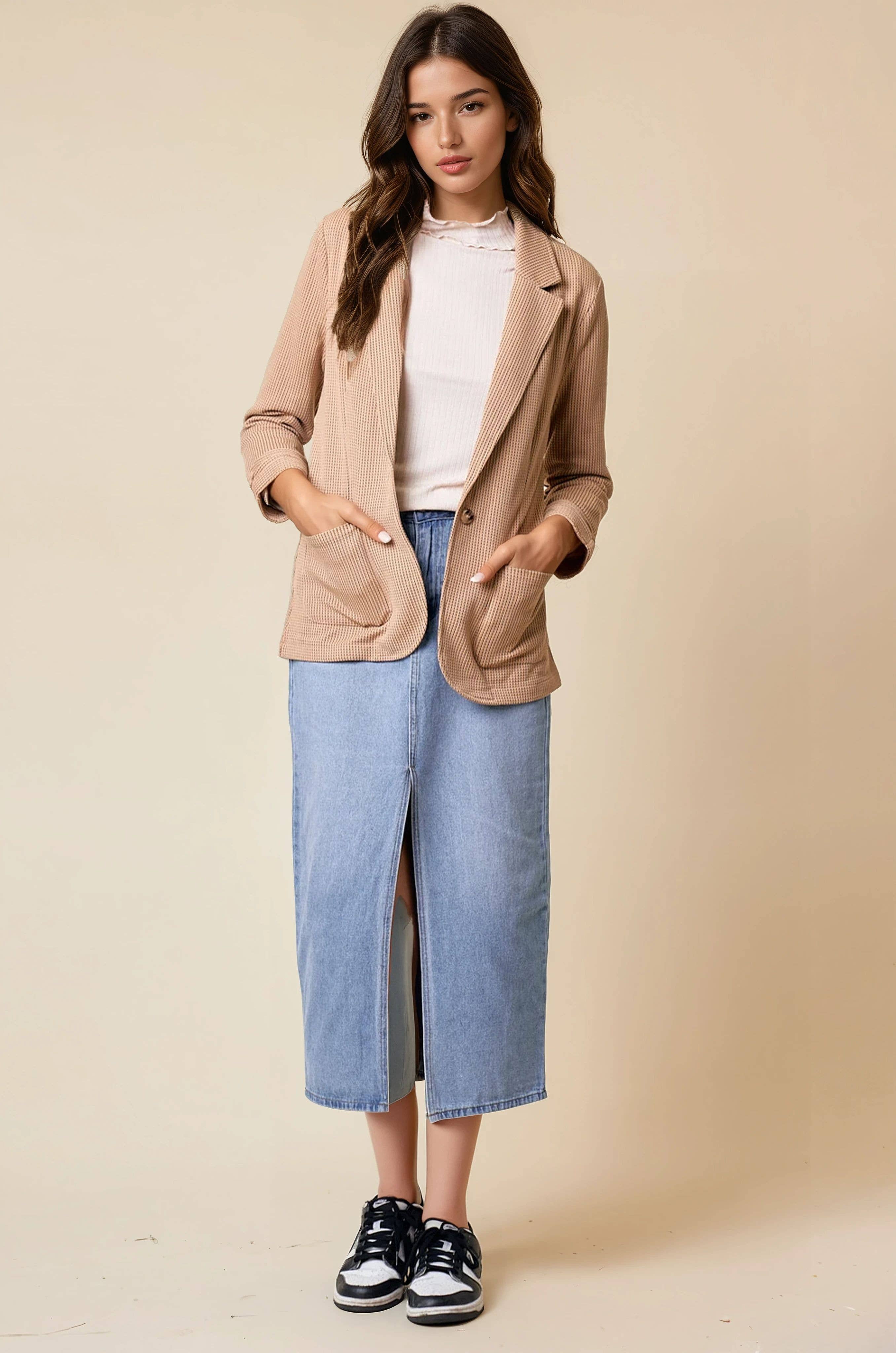 Doe and Rae - Vente Blazer – femme - Blazer texturé à manches froncées - 10150J9