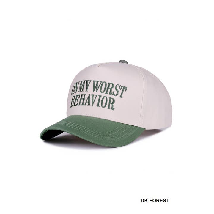 42POPS - Wholesale Baseball Cap - Women's - .....0919 On My Worst Behavior Two Tone Canvas Cotton Cap SI-288176