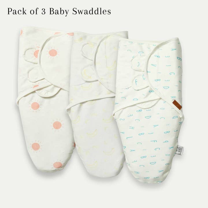 Baby Swaddle (ABC, Sun, Banana) 3pk for wholesale by Cotton Passion