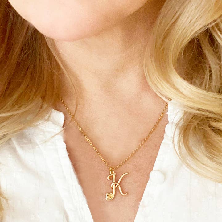 Letter Flower Necklace for wholesale by Nissa Jewelry