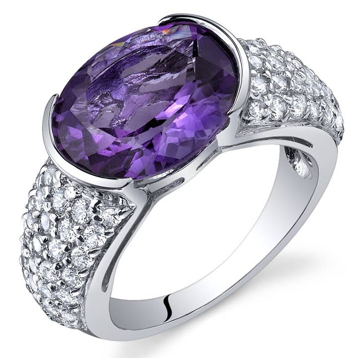 Amethyst Sterlingsilber im Ovalschliff Ringgröße 5 für den Großhandel von Peliani