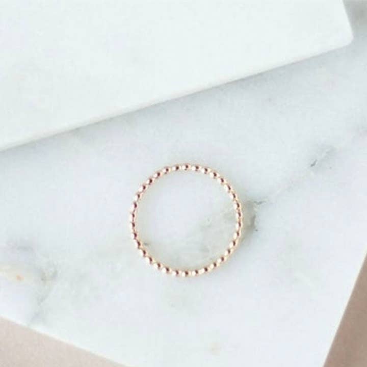 10K Gold bubble Ring. Minimal stacking band for wholesale by MINKARA Jewelry