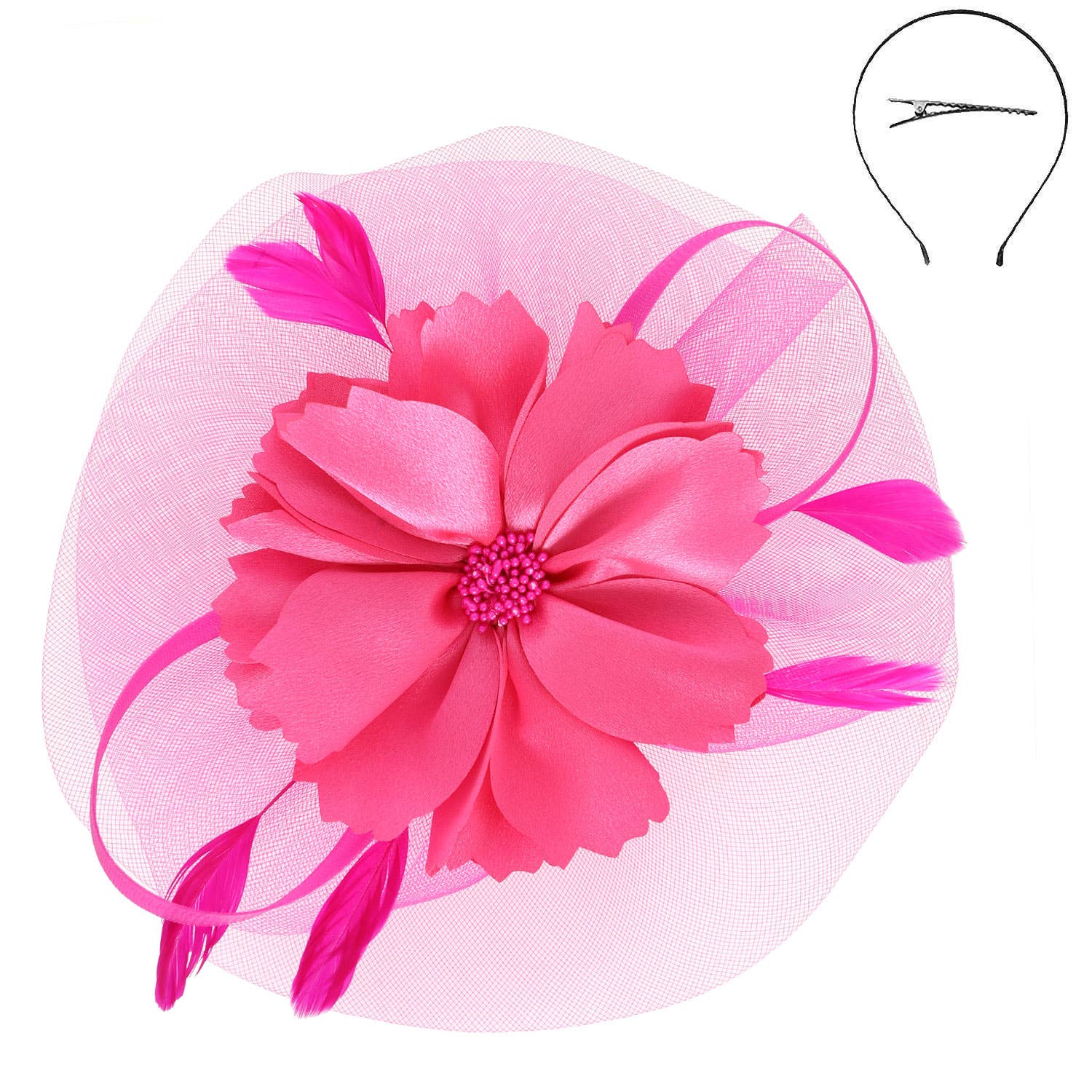 SP Sophia Collection - Wholesale Fascinator Hat - Women's - Elegant Floral Feathered Organza Mesh Fascinator1