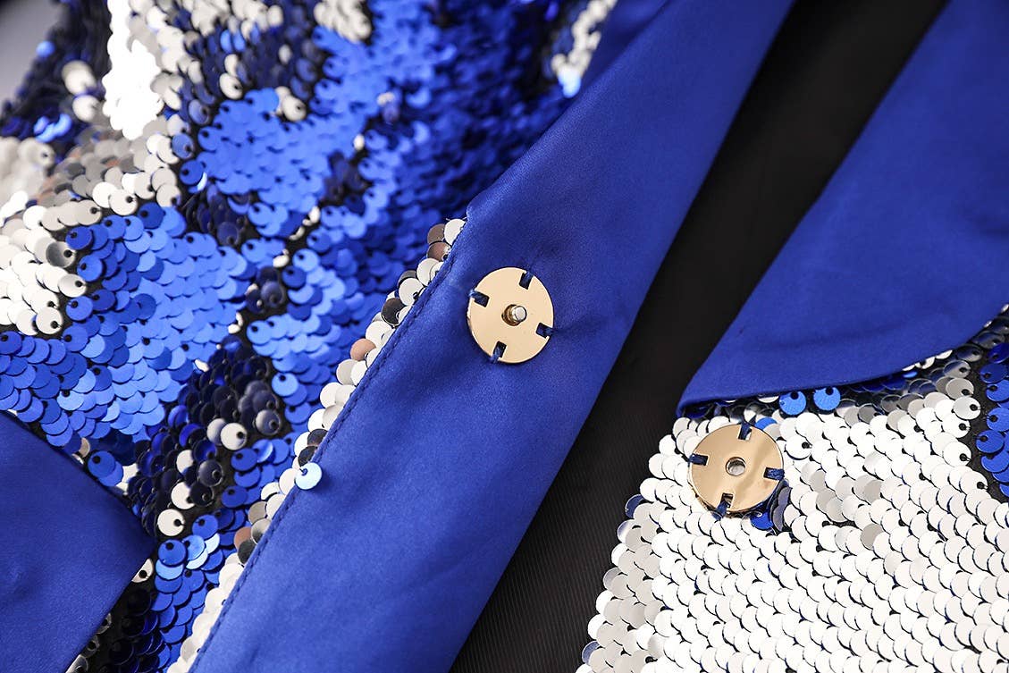 SET097 "Nightclub Sparkle: Sequined Blue & White Suit" for wholesale on Faire7