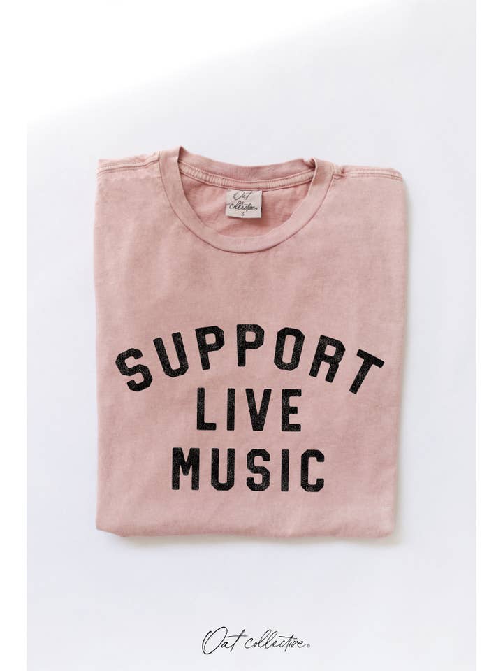 OAT COLLECTIVE - Wholesale Screen Printed T-Shirt - Women's - SUPPORT LIVE MUSIC Mineral Graphic Top7