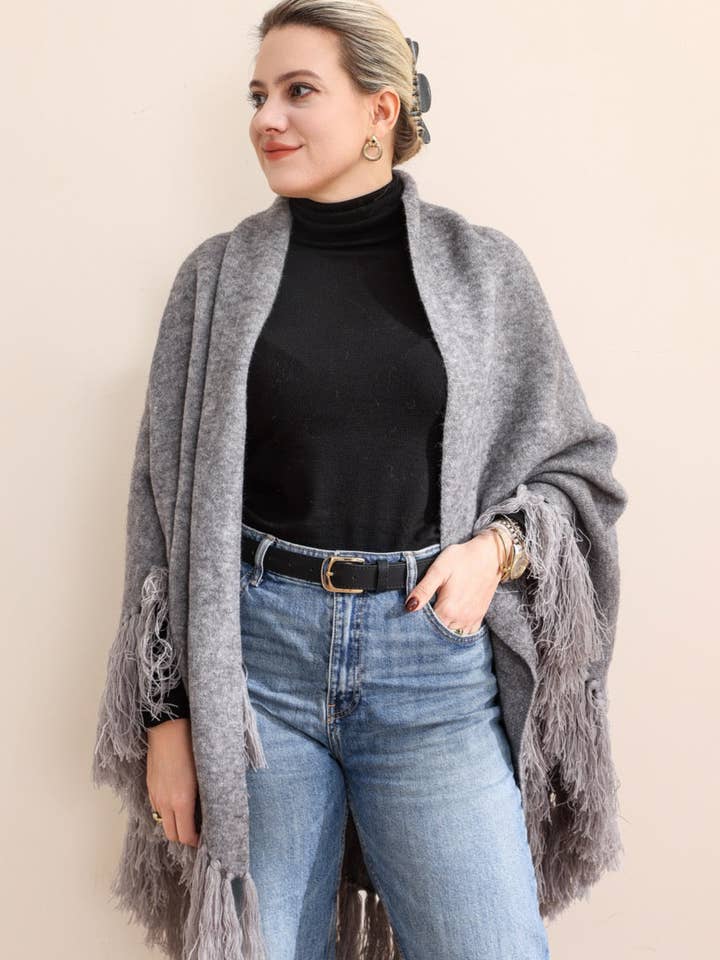 Emilie collection - Venta al por mayor Poncho - Mujer - Poncho gris