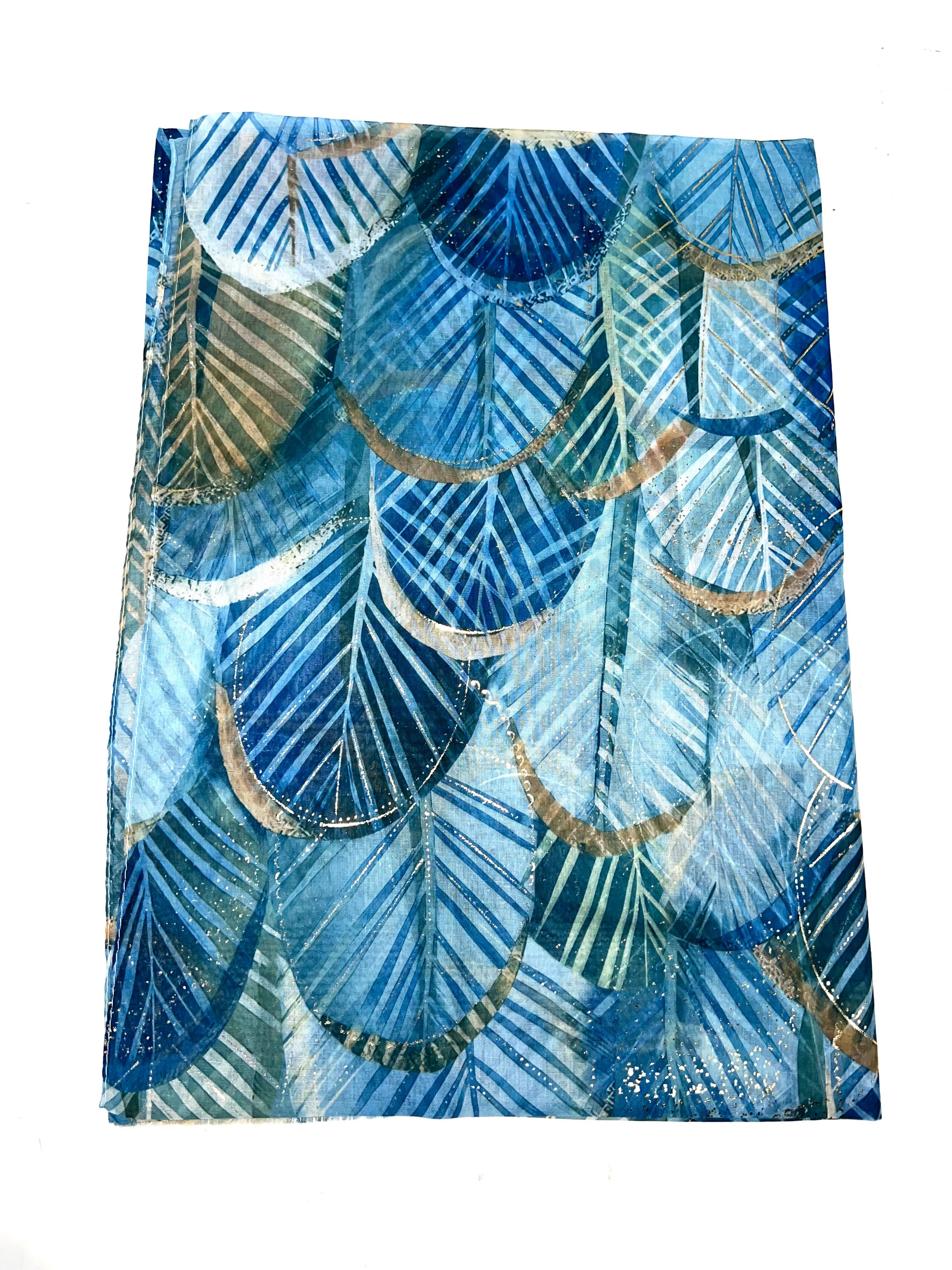 LINETA - Wholesale Head Scarf - Women's - LN-50 Ginkgo pattern scarf with gilding8