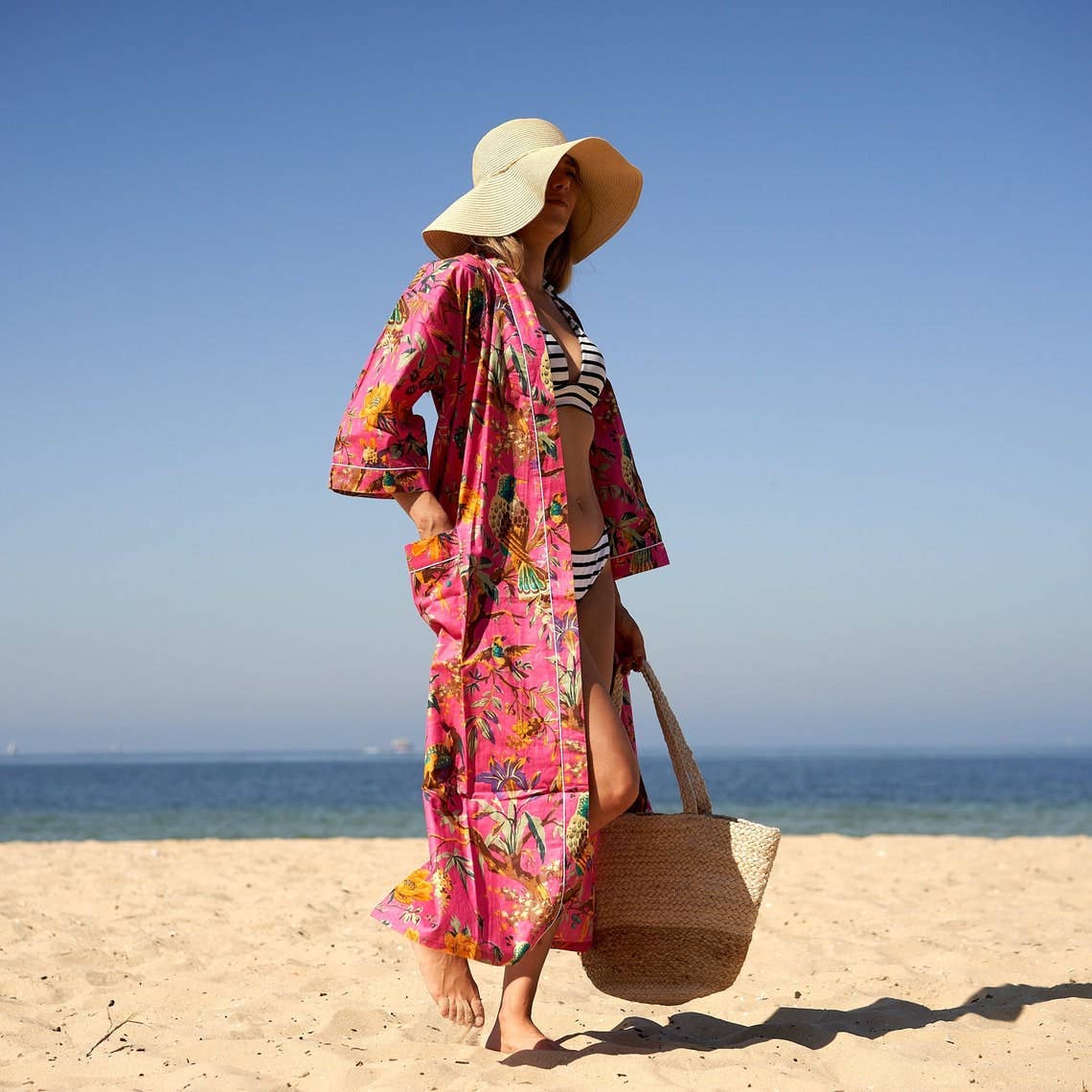 Linen Connections - Wholesale Kimono - Women's - ‘Blossom Burst’ 100% Cotton Kimono Robe2