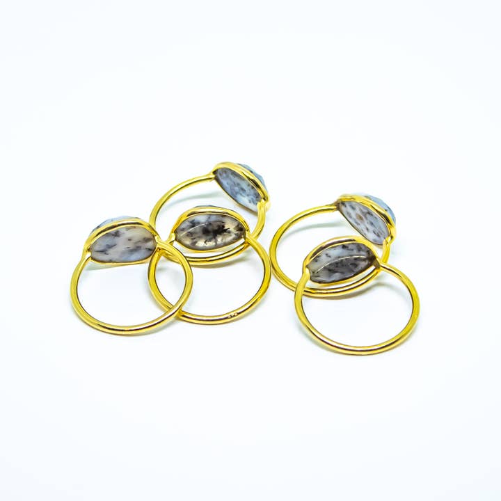 Quasar Gems USA – wholesale Band/stacked ring – Dendritic Opal Ring Sterling Silver 18K Micron1