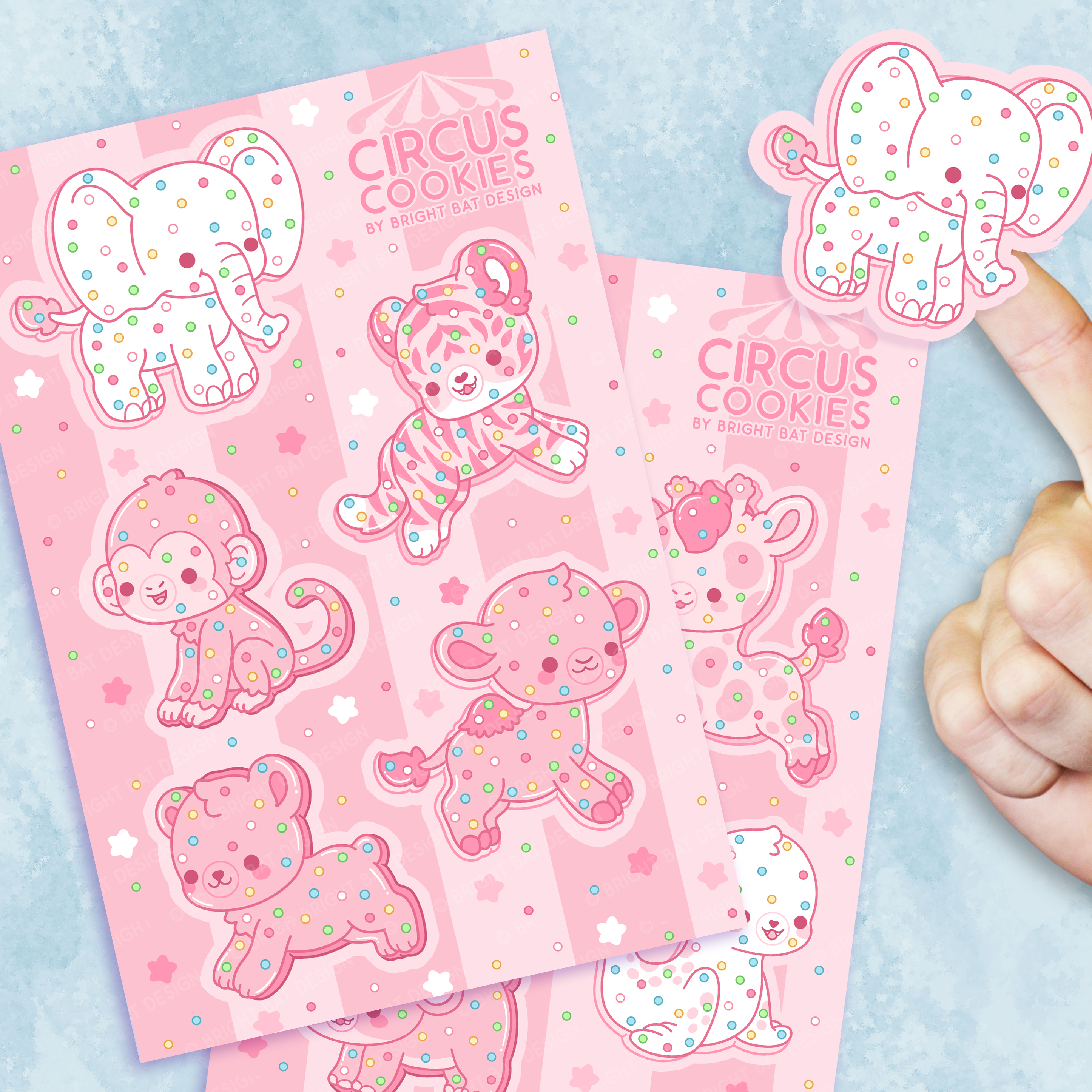 Bright Bat Design - Wholesale Sticker - Circus Cookies Sticker Sheets (2 Pack)1