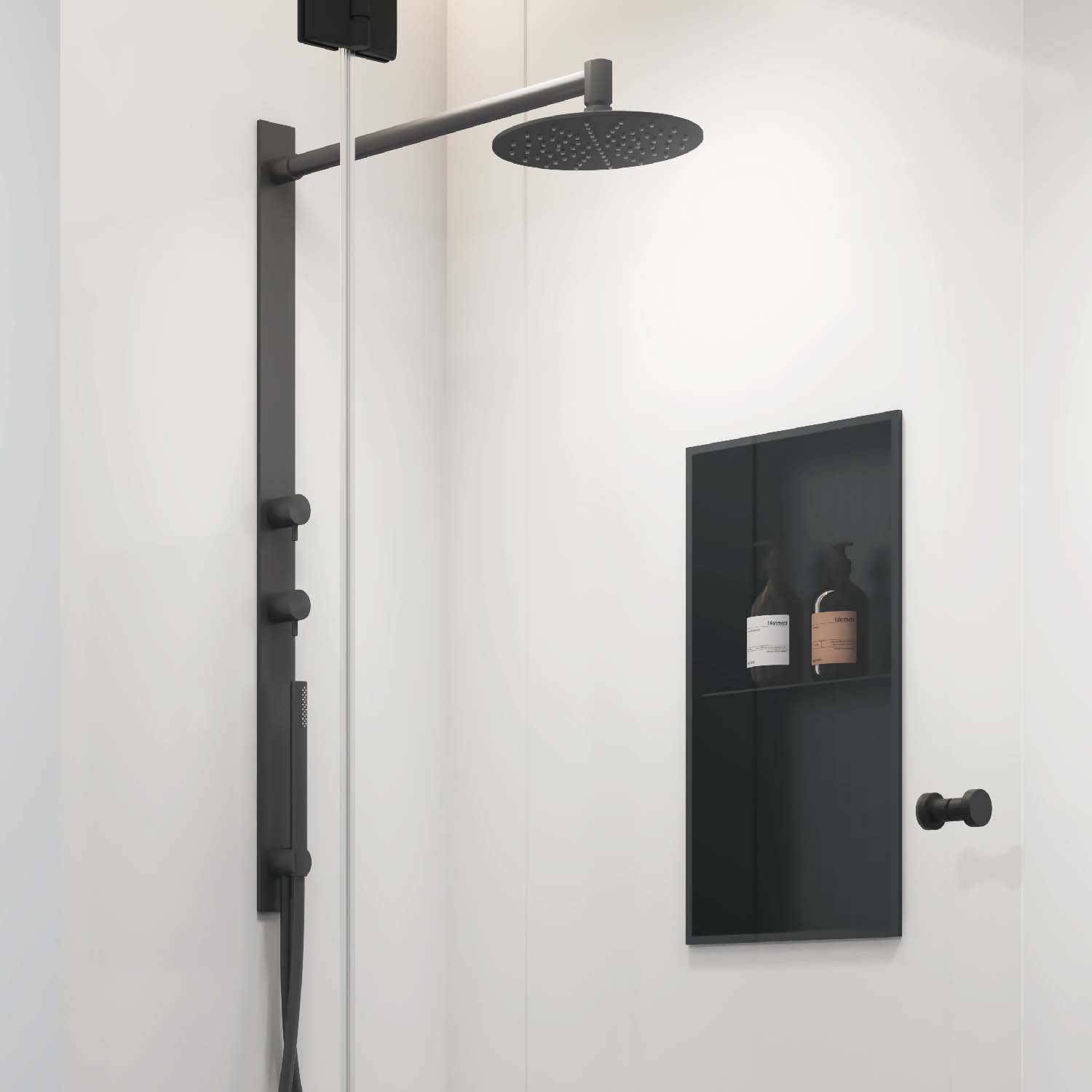 Stilform Handels GmbH - Wholesale Wall Mounted Shelf - Stilform wall niche stainless steel matt black in 60x30 with subdivision5