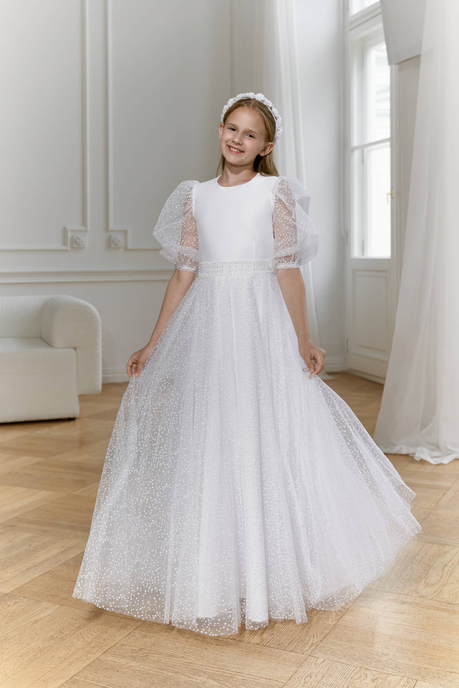 Duber Communion Dresses - Wholesale Dress - Kids - Barbara Communion Dress – Elegant Satin with Tulle Detailin1
