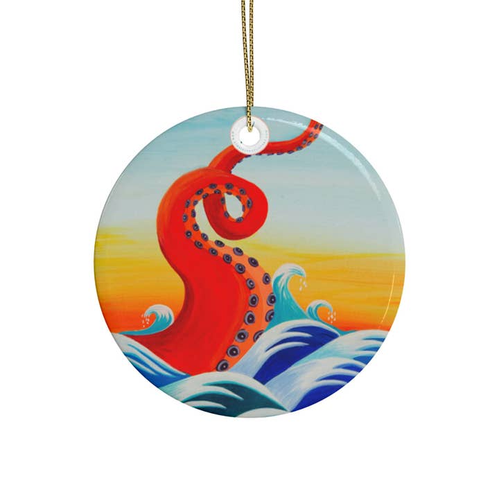 Red Tentacle Ceramic Ornaments (1pcs, 5pcs, 10pcs, 20pcs) for wholesale by Kimberly Ratliff Art