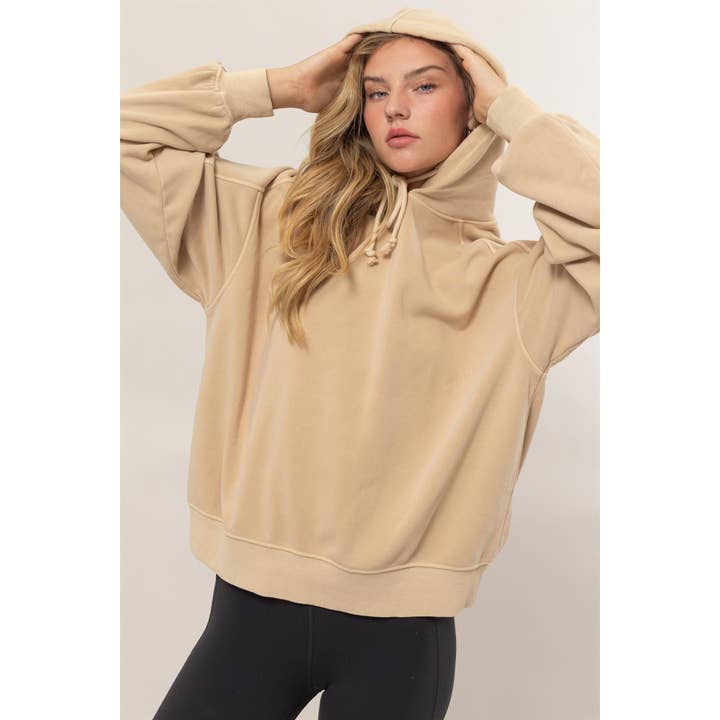 HYFVE - Wholesale Hoodie - Women's - Seam Detailed Long Sleeve Oversized Hoodie3