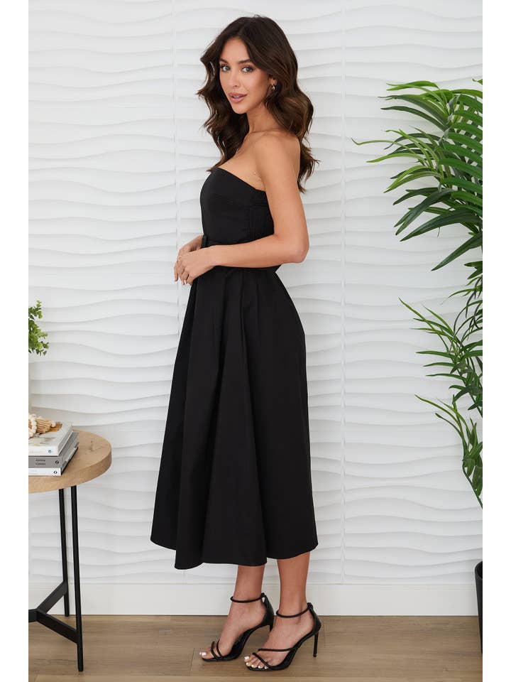 MILIO MILANO - Wholesale Dress - Women's - STRAPLESS MIDI DRESS WITH BELT (700750/6411)14