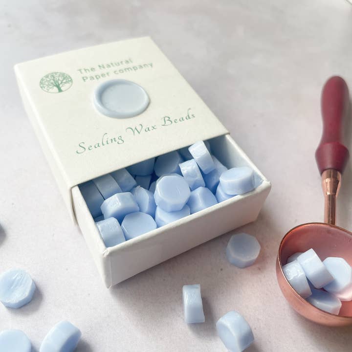 The Natural Paper Company - Vente Cires à cacheter - Perles de cire à cacheter bleu ciel | Perles de cire à cacheter sans plastique