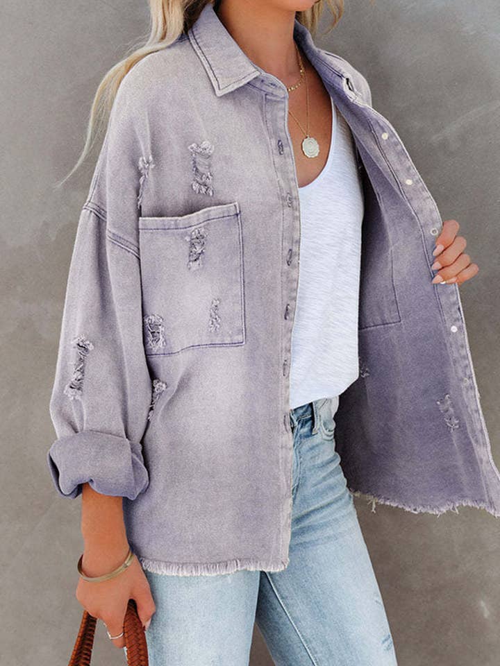 HIDDENBRAND - Wholesale Denim Jacket - Women's - Solid Denim Jacket4