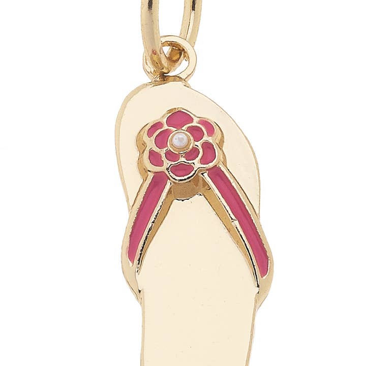 Canvas Style - Wholesale Individual Charm/Pendant - Flip Flop Charm in Shiny Gold0