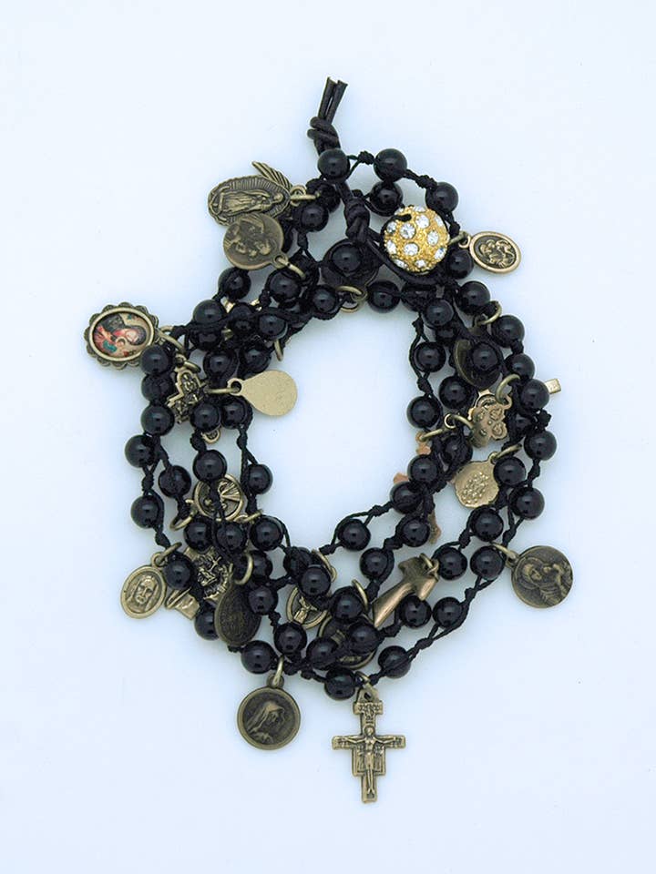 LA11173BK - Onyx Beaded Prayer Bracelet for wholesale by Contreras Designs
