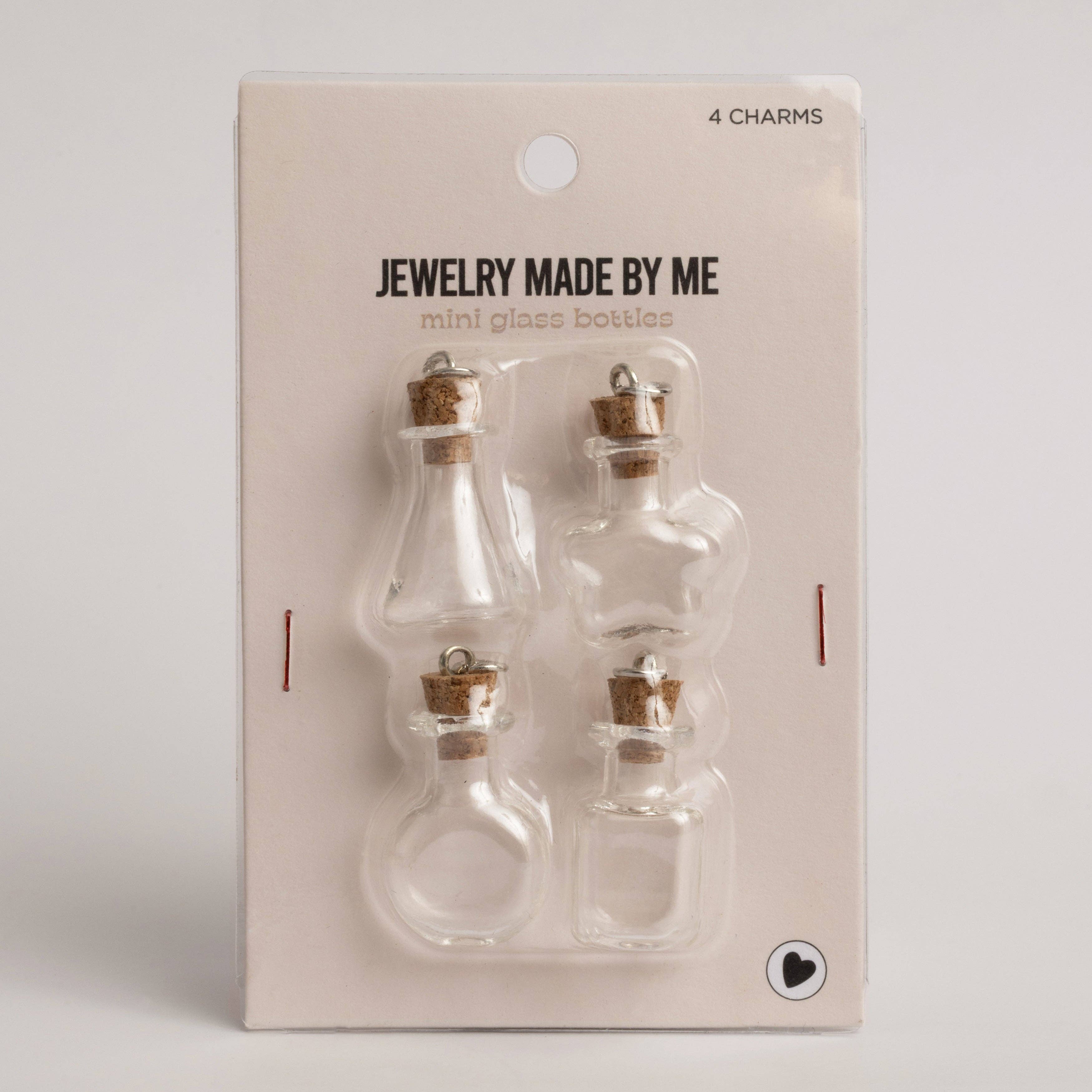 Jewelry Made by Me - Wholesale Individual Charm/Pendant - Mini Glass Potion Bottle Charms with Cork Set of 4 Clear Message in a Bottle for DIY Jewelry & Crafts1