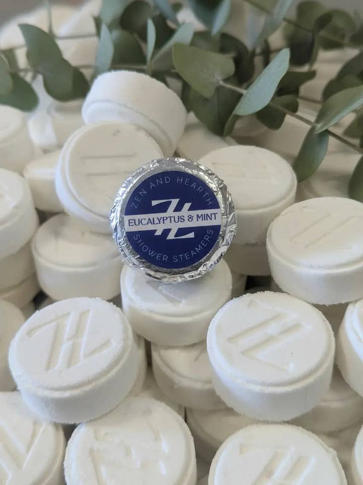 Zen & Hearth Eucalyptus Mint Shower Steamers for Congestion Relief & Relaxation | Aromatherapy Shower Bombs Natural Spa Gift for wholesale by Zen & Hearth