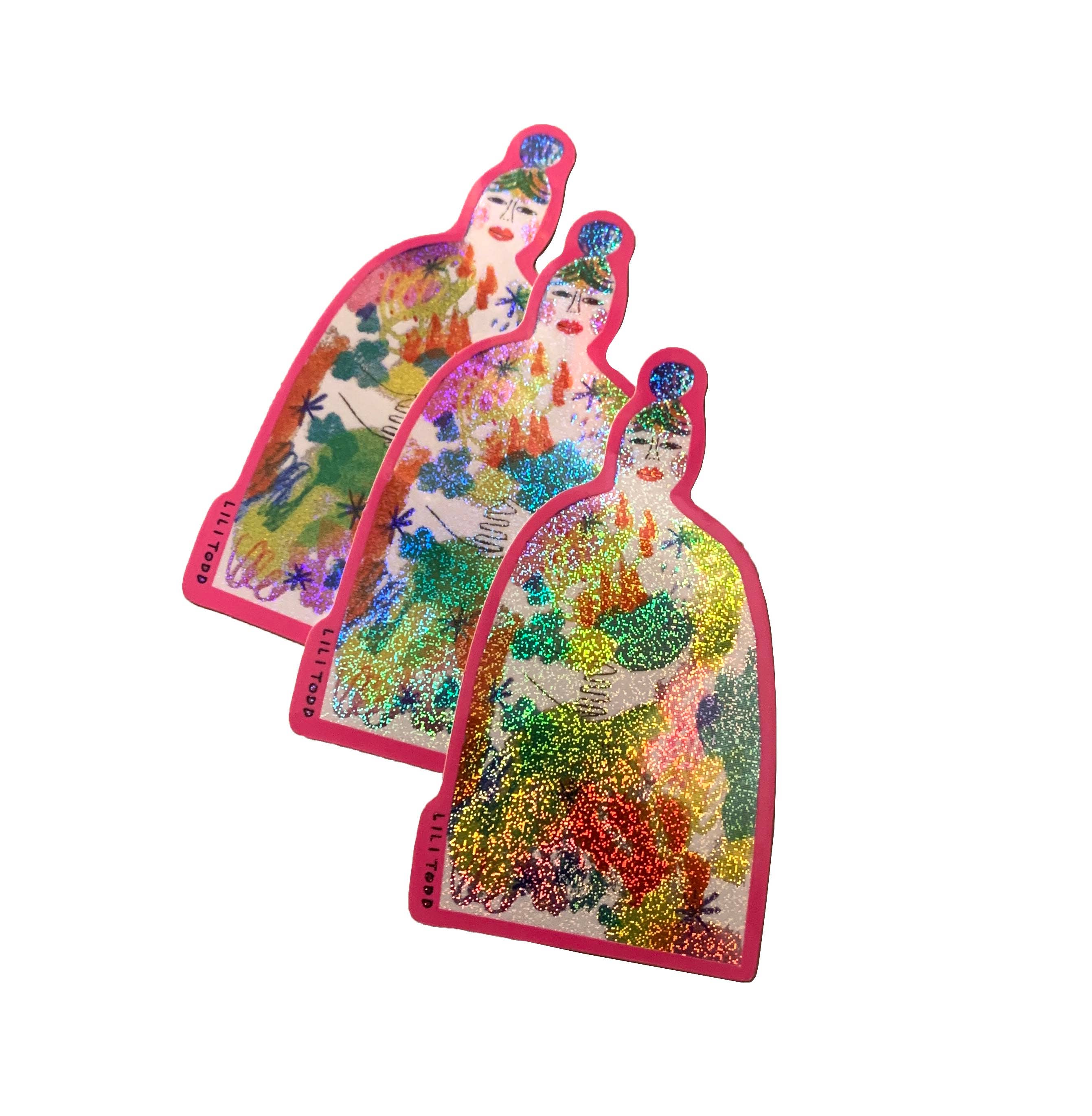 Lili Todd Art - Vente Autocollant - Autocollant en vinyle Fille Doodle2