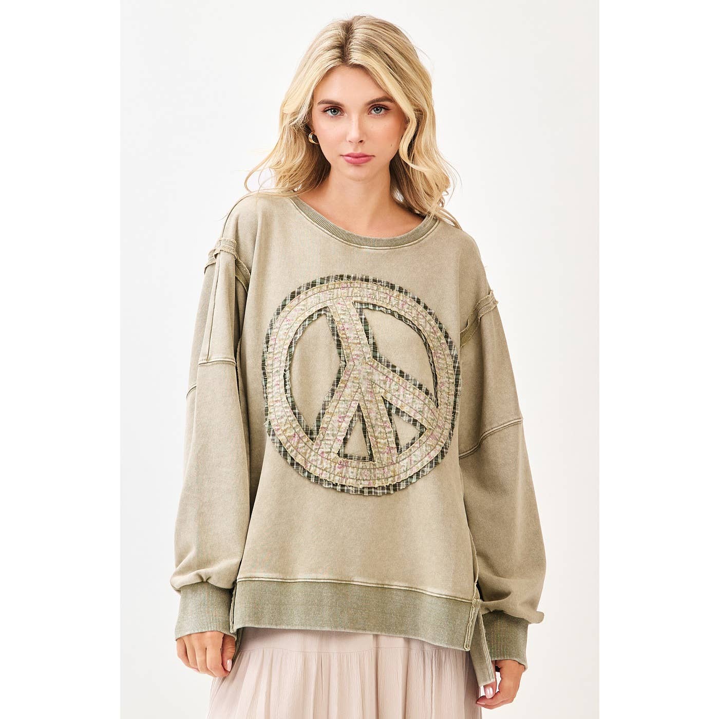 mittoshop - Vente Sweat-shirt – femme - SWEAT-SHIRT PEACE SIGN PATCH MINERAL WASH12
