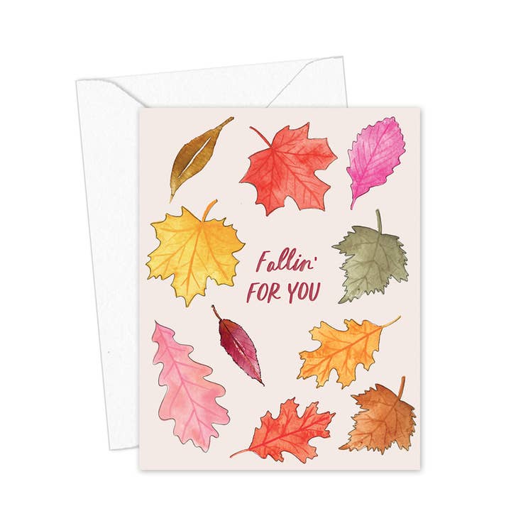 Fallin For You - Autumn Leaves Greeting Card for wholesale by KelseyMDesigns