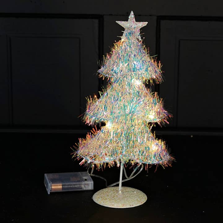Holiday Depot Inc. - Wholesale Christmas Decoration - M32718-Lighted fancy tinsel fairy tree w. 15 LED Lights