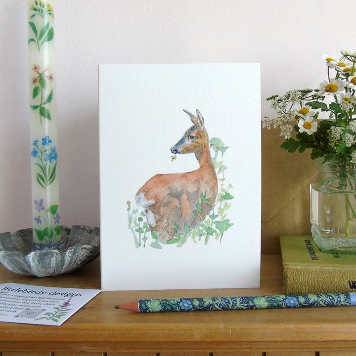 Roe Deer and Buttercups Card for wholesale by Littlebirdy Designs
