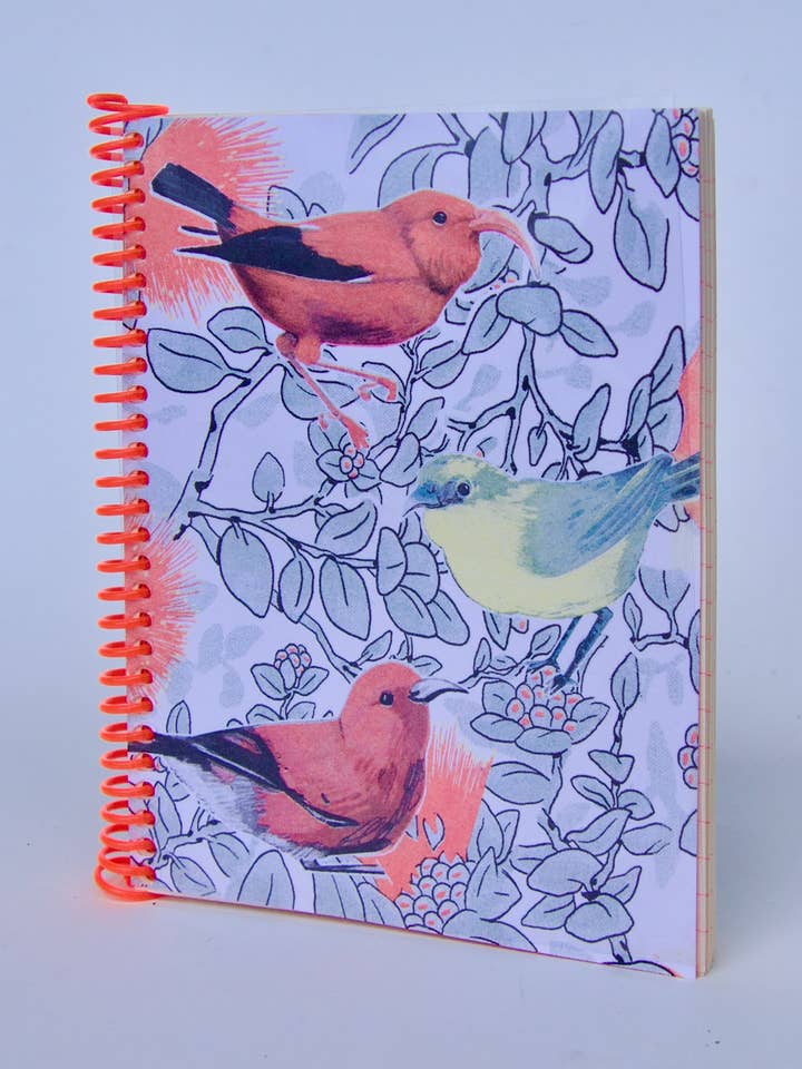 Mauka Endemic Birds Spiral Bound Riso Lined Notebook for wholesale by Pencil Urchin Press LLC
