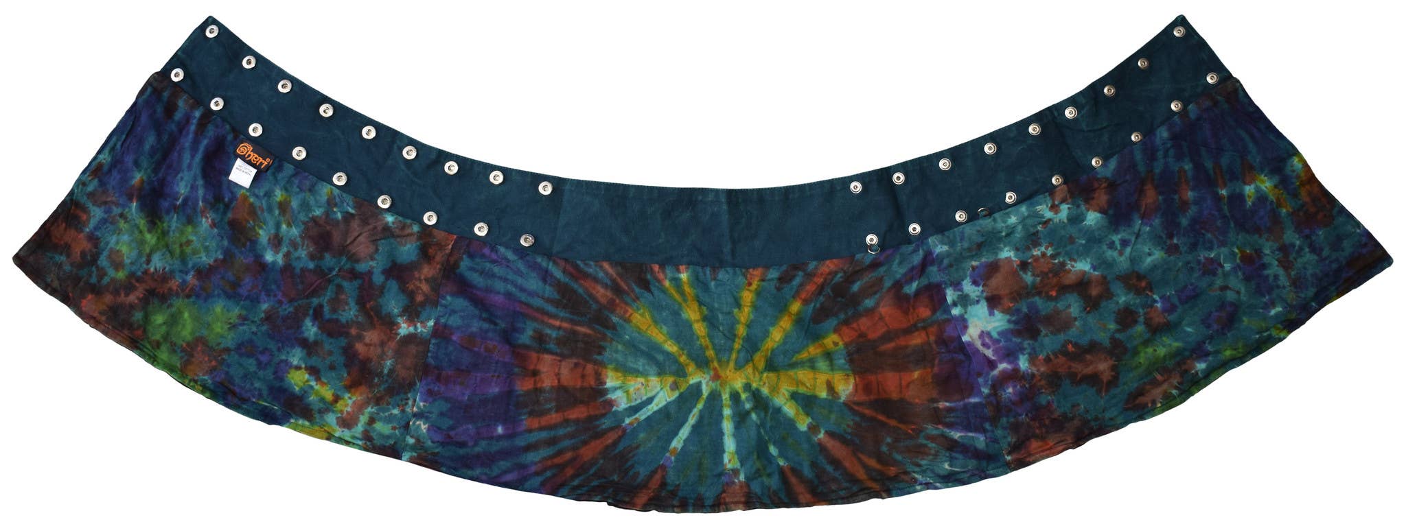 Gheri - Wholesale Skirt - Women's - Reversible Cotton Boho Short Popper Mini Skirt Black Rainbow5