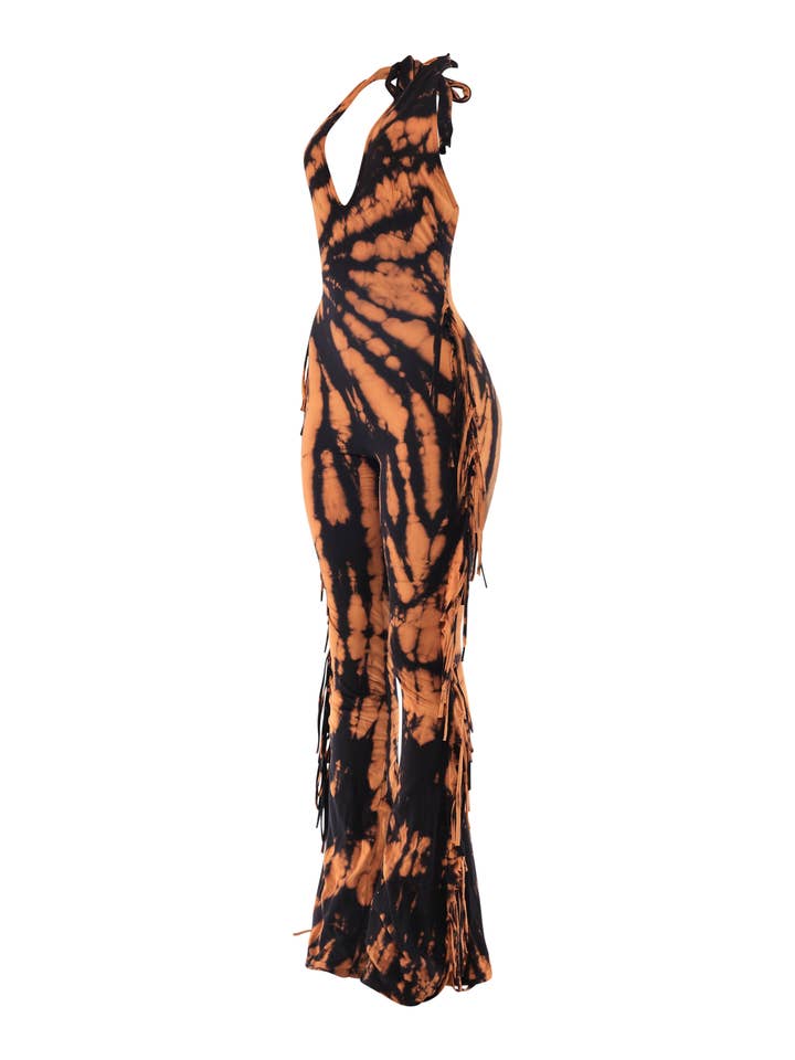 K Too - Wholesale Jumpsuit - Women's - Tie dye fringed halter jumpsuit3