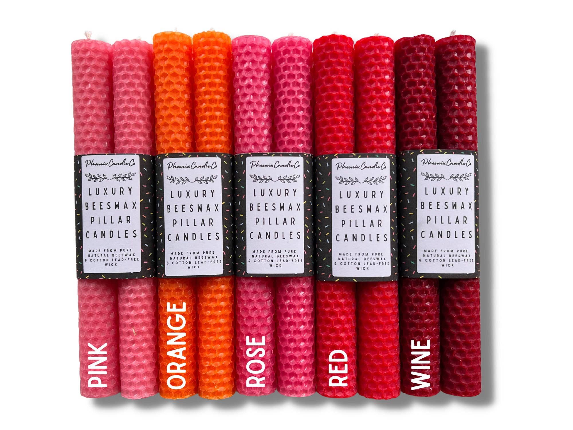 Phoenix Candle Company – wholesale Pillar candle – Hand-rolled Beeswax Pillar Candles, 8" (20cm x 1.8cm)6