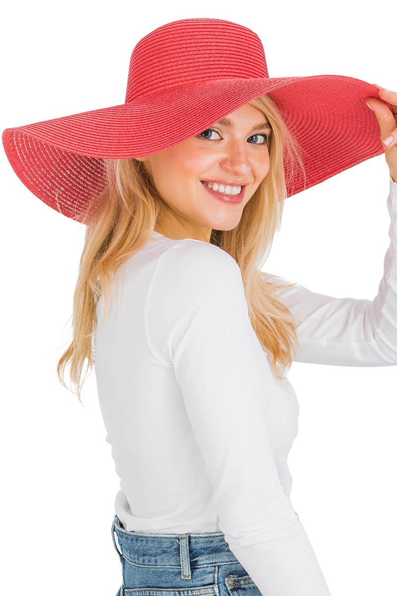 Cap Zone - Venta al por mayor Sombrero de paja - Mujer - Sombrero de sol de paja con tejido apretado, color sólido y ala ancha flexible16