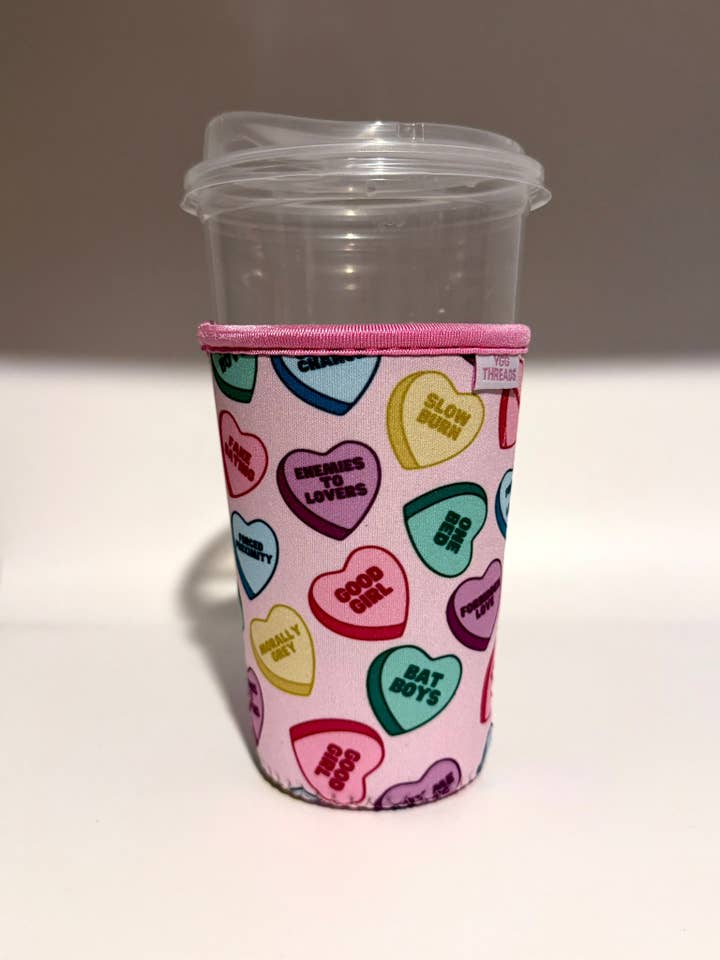 Candy Heart Bookish Tropes Iced Coffee Drink Sleeve - Medium for wholesale by YGG Threads