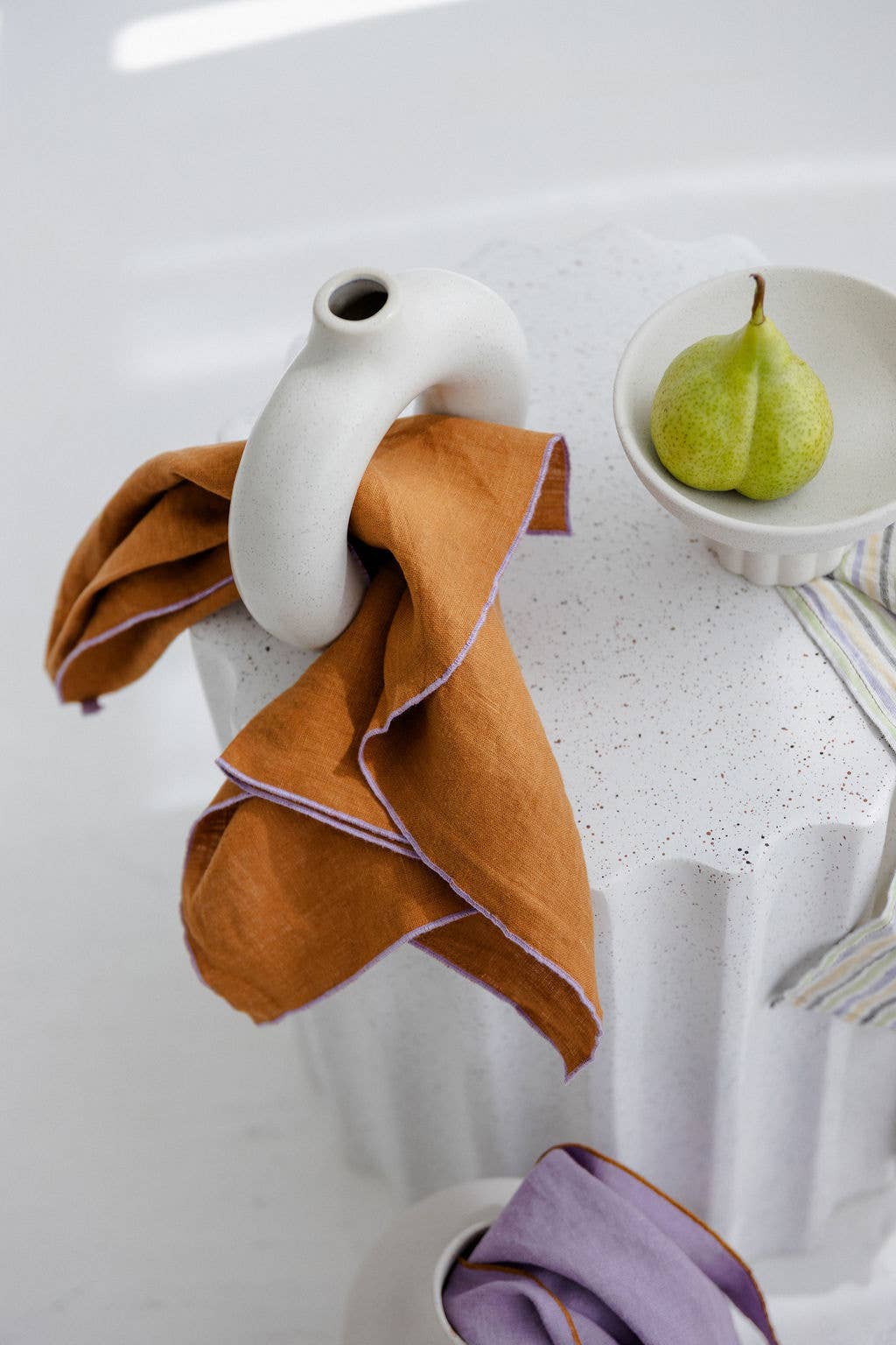 dodesign - Wholesale Tea Towel - Linen Tea Towel (dish towel) / Clay & Lilac contrast detail3