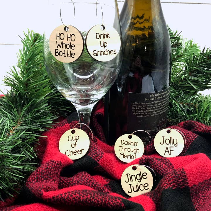 Falcon Ridge Designs LLC - Wholesale Wine Charm - Christmas Wine Charms, Funny Wine Charms set of 6