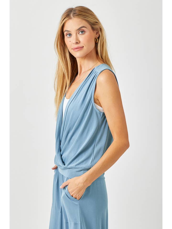 Mystree - Wholesale Blouse - Women's - 60608 Modal Plunging Neck Top1