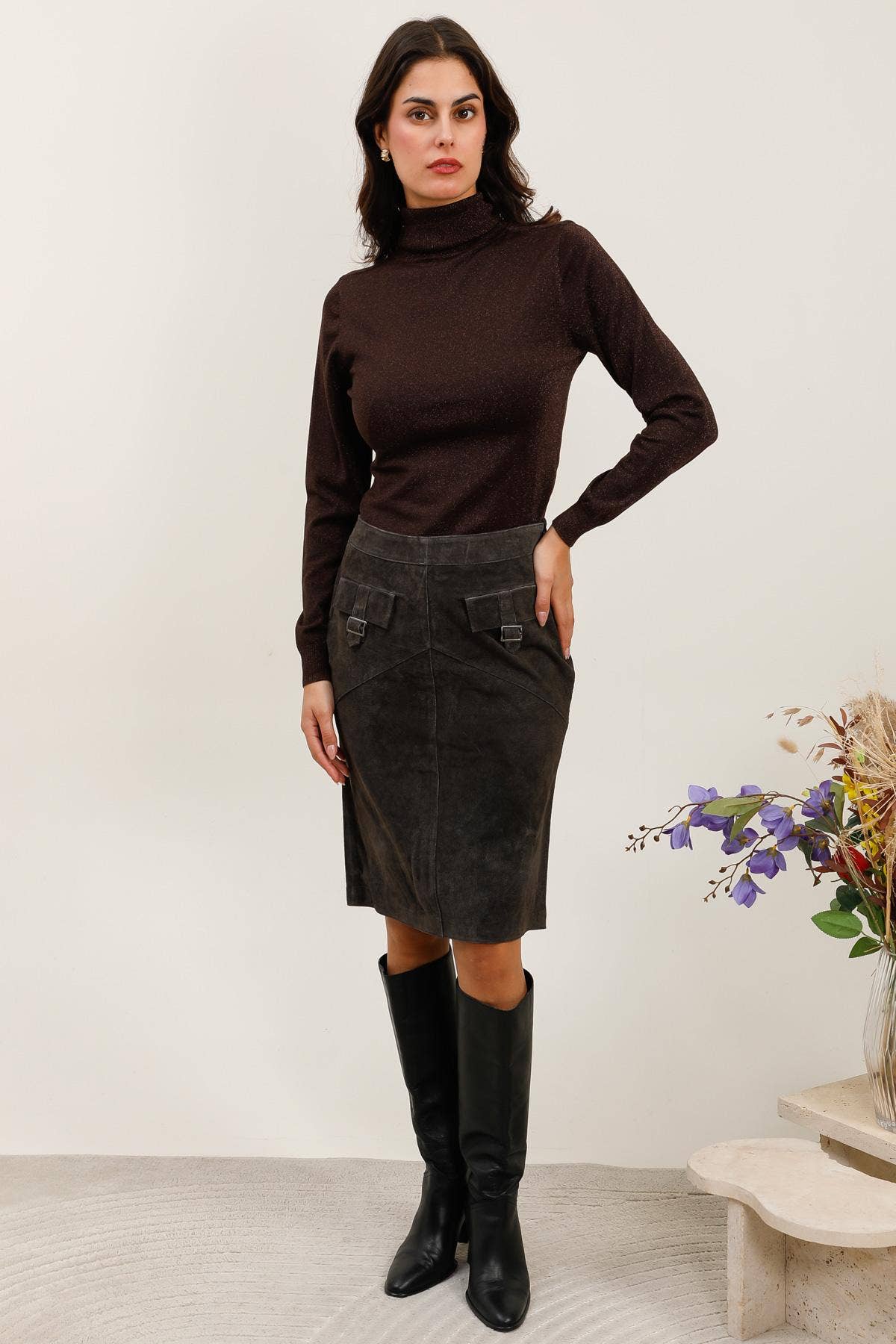 CHOKLATE PARIS – Pulôver - Mulher por atacado – Suéter gola alta em malha de Tencel e lurex - 880917