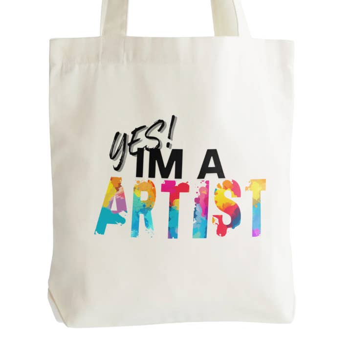 "Yes! Im a Artist" White Cotton Tote for wholesale by The Arts Haven