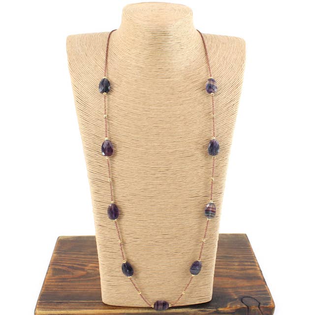 N24166 9 Stone Beads Stainless Steel Necklace for wholesale by Pretty Persuasions