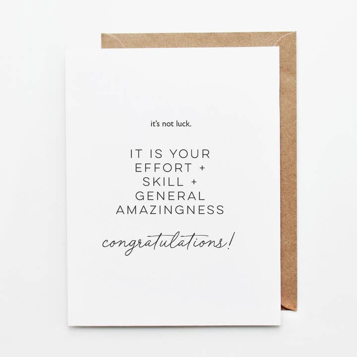 MINDERSON PRESS - Wholesale Congratulations Card - IT'S NOT LUCK0