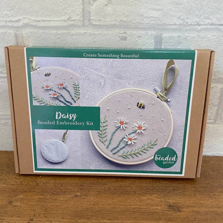 The Beaded Garden - Wholesale Embroidery/Cross Stitch Supplies - Daisy Bead Embroidery Craft Kit for Adults. Creative Gift.