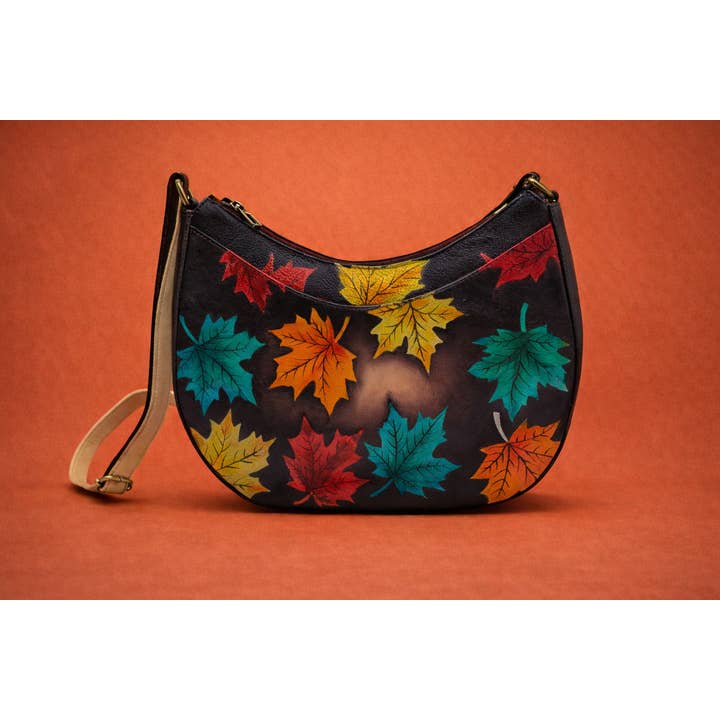 Genuine Leather Crossbody Purse Hand-Painted – Maple (Brown) for wholesale by Alta Quero