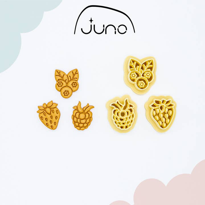 Raspberry Blueberry Strawberry Polymer Clay Cookie Cutter for wholesale by Juno 3D