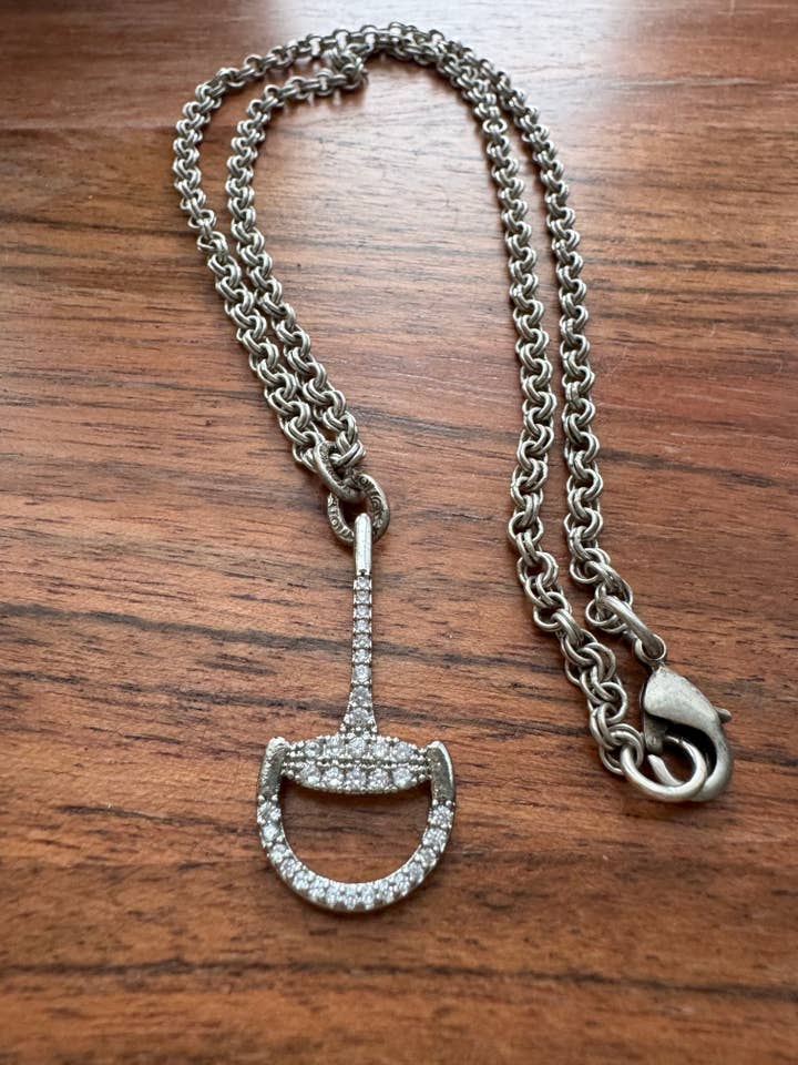 Pavé Bit Pendant Necklace Silver for wholesale by Loulu Designs