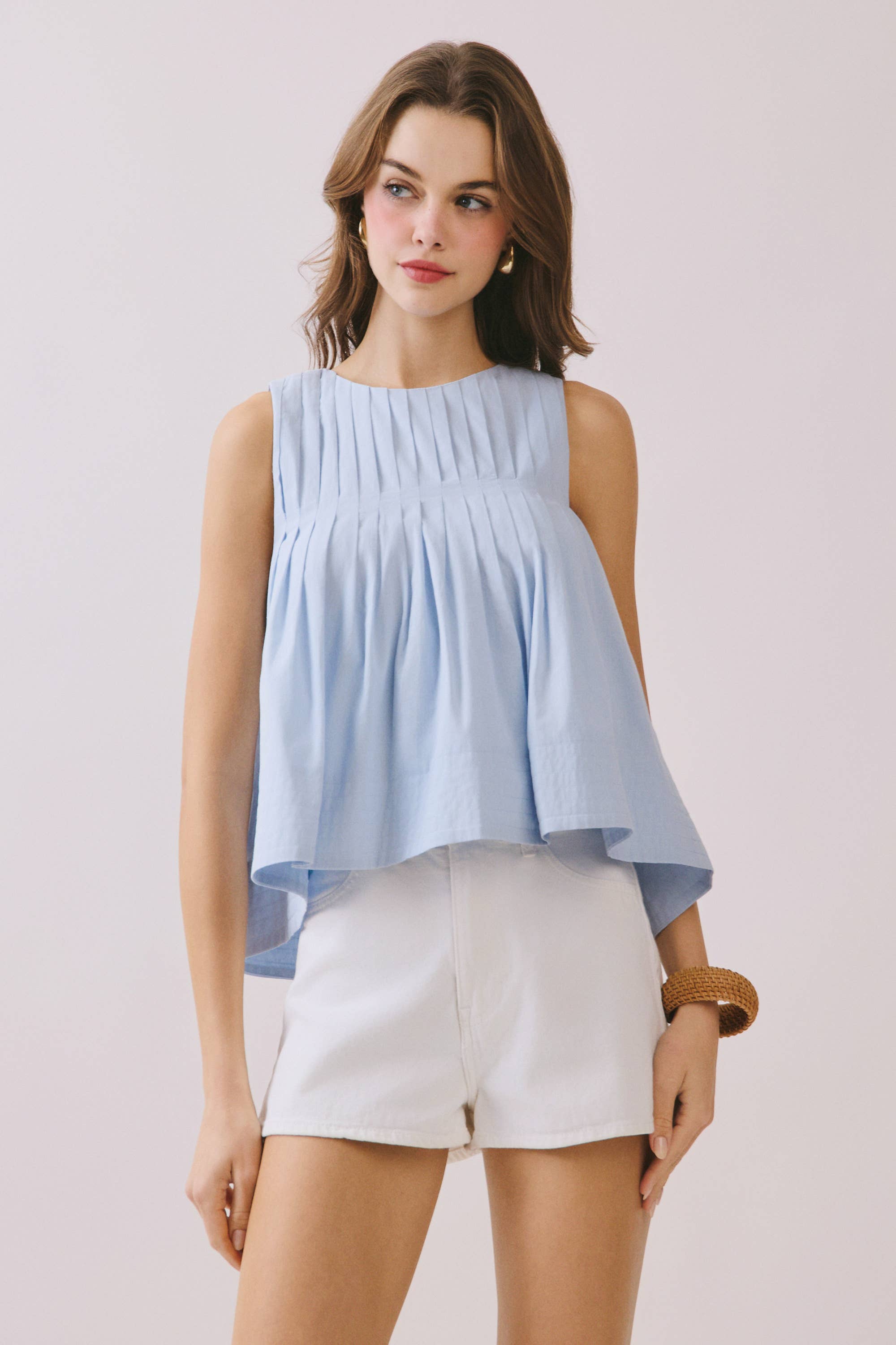 TCEC - Wholesale Blouse - Women's - CT9082-Pleated Detail High Low Sleeveless Top6